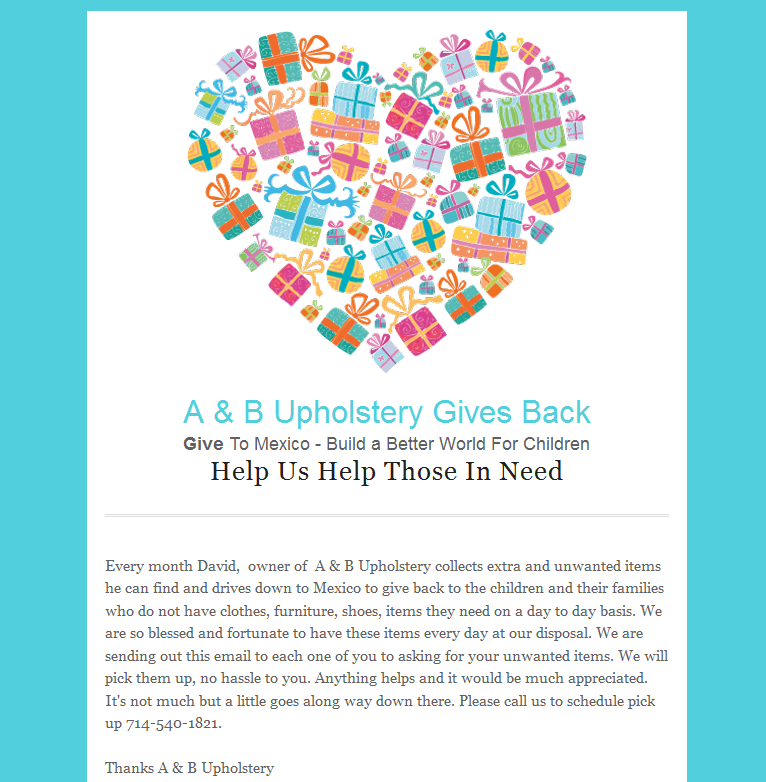 Archived A & B Gives Back announcement